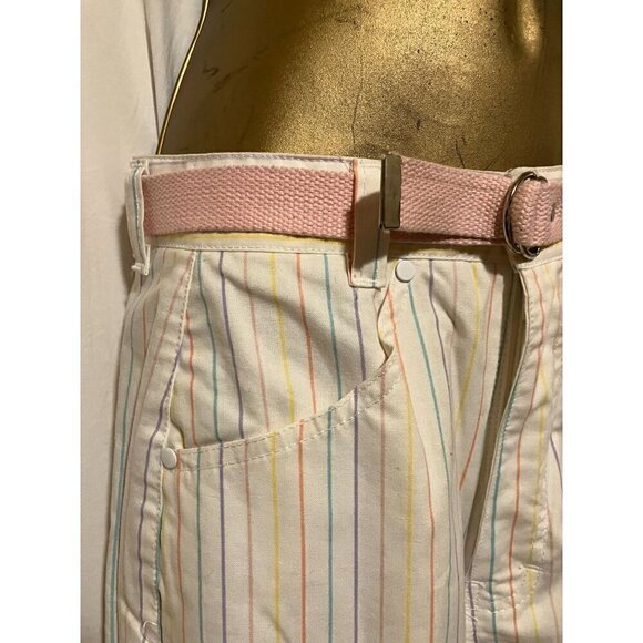 NWT Vintage Brittania Pentimento Cotton Pastel Rainbow Stripe Straight Leg Pants - Picture 4 of 10